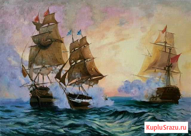 Картина копия. Бой брига Меркурий с турецкими к Воронеж - изображение 1