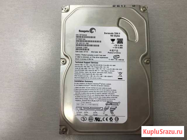 HDD 3.5 SataII Seagate ST3160211AS 160Gb (б/у) Североморск - изображение 1