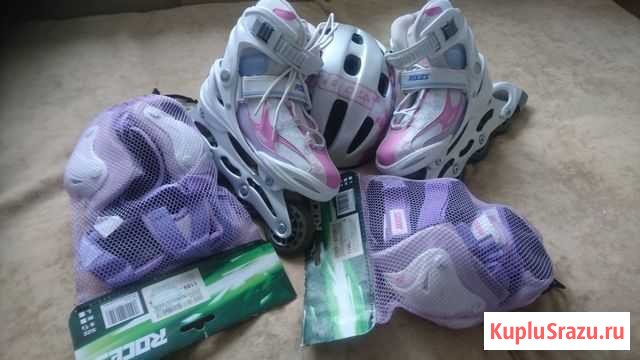 Ролики раздвижные Roces 30-35, защита, шлем Развилка - изображение 1