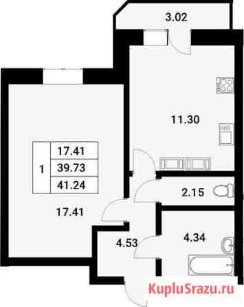 1-к квартира, 42 кв.м., 14/18 эт. Мурино