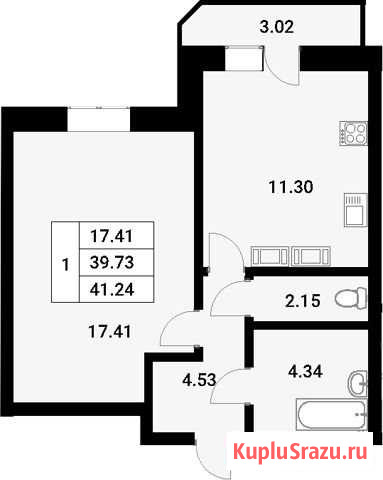 1-к квартира, 42 кв.м., 14/18 эт. Мурино - изображение 1
