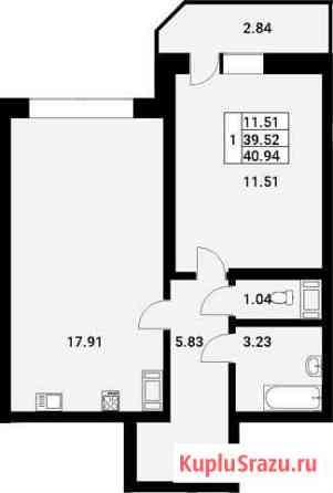 1-к квартира, 41 кв.м., 8/18 эт. Мурино