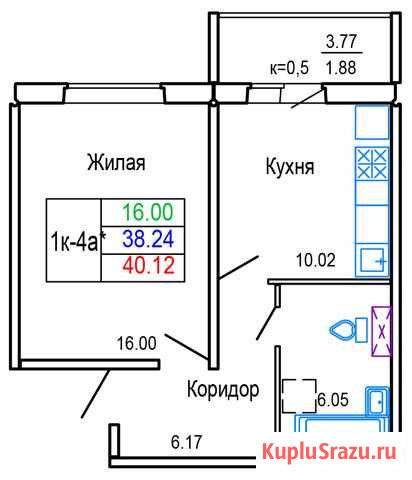 1-к квартира, 40.1 кв.м., 2/16 эт. Обнинск - изображение 1