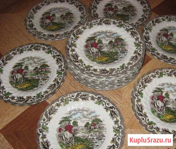 Тарелка коллекционная английская охота. Фарфор Кропоткин - изображение 1
