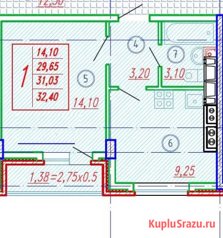 1-к квартира, 32.4 кв.м., 9/10 эт. Яблоновский - изображение 1