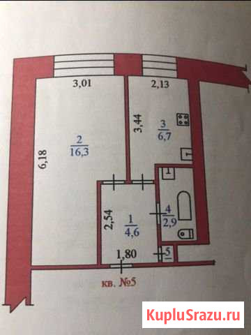 1-к квартира, 30.7 кв.м., 2/9 эт. Мирный - изображение 1