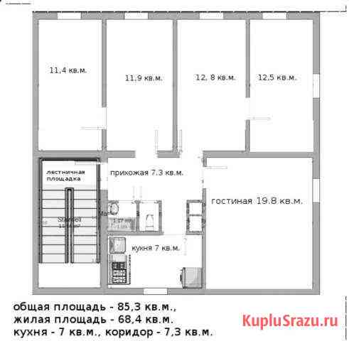 5-к квартира, 85 кв.м., 1/2 эт. Ульяновка