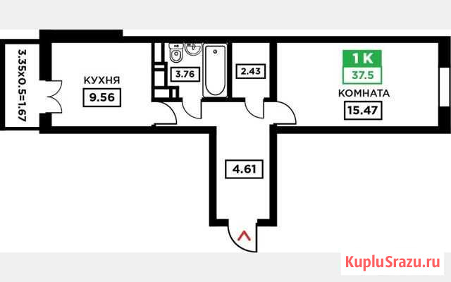 1-к квартира, 37.5 кв.м., 5/23 эт. Злынка - изображение 1