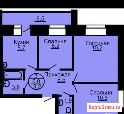 3-к квартира, 66.4 кв.м., 4/10 эт. Благовещенск - изображение 1