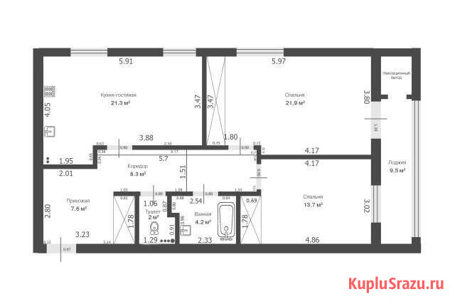 2-к квартира, 88.5 кв.м., 8/9 эт. Александров - изображение 1