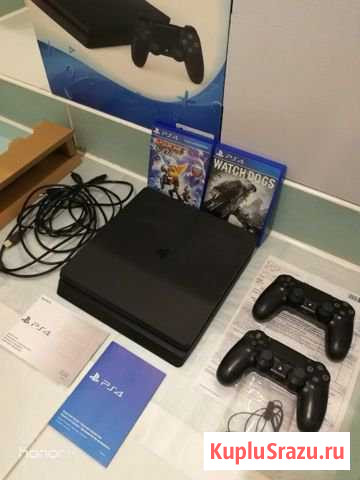 Sony PS4 slimm, 2 геймпада, 2 игры Чита - изображение 1
