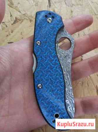 Spyderco C90gfblpd stretch damascus blue nishijin Лыткарино