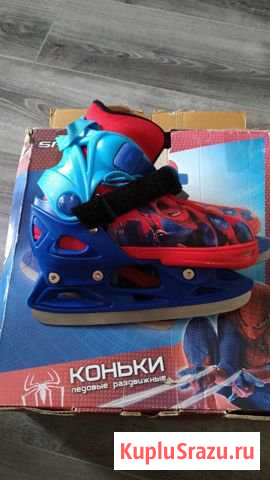 Коньки ледовые раздвижные, размер 33-36 Spiderman Одинцово - изображение 1