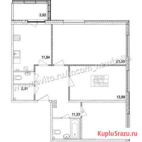 3-к квартира, 78.2 кв.м., 1/3 эт. Павловская Слобода