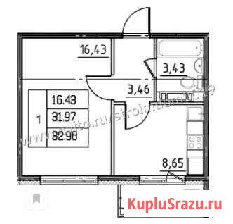1-к квартира, 31.9 кв.м., 10/14 эт. Красное Село - изображение 1