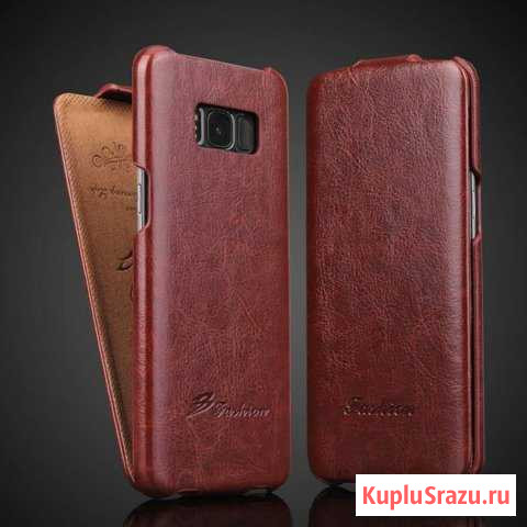 Чехол для SAMSUNG galaxy s8+ натуральная кожа, чёр Саров - изображение 1