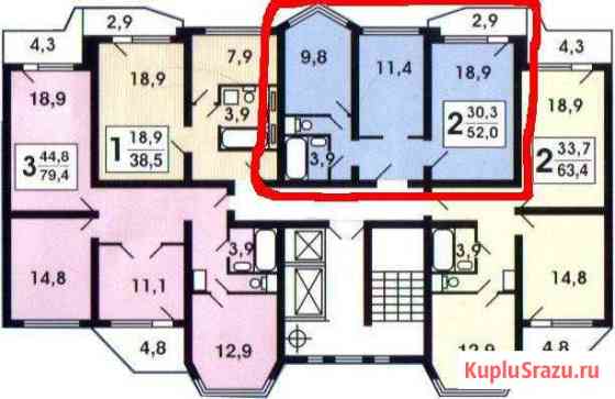 2-к квартира, 55 кв.м., 10/17 эт. Люберцы