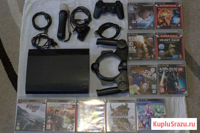 Бомба - PS3 500Gb+Move+Eye+Racing Wheel+11 игр Кемерово - изображение 1