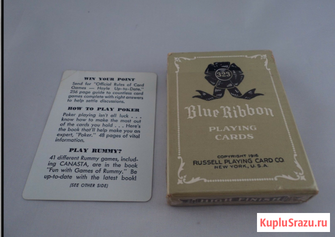 Игральные карты"Blue Ribbon Vintage 1916"Pinochle Made USA не игранные Санкт-Петербург - изображение 1