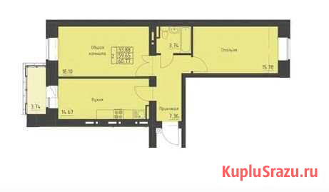 2-комнатная квартира, 60.8 м², 3/9 эт. на продажу в Красноярске Красноярск - изображение 2