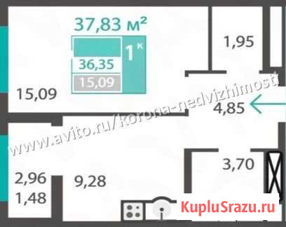 1-комнатная квартира, 37.8 м², 10/15 эт. на продажу в Симферополе Симферополь - изображение 1