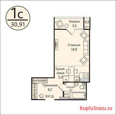 Квартира-студия, 31 м², 6/19 эт. на продажу в Перми Пермь