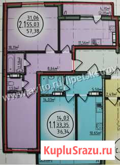 2-комнатная квартира, 57 м², 8/19 эт. на продажу в Липецке Липецк - изображение 3