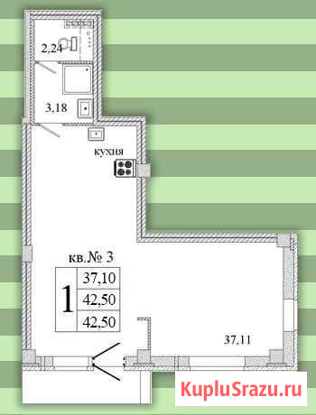 1-комнатная квартира, 42 м², 1/9 эт. на продажу в Пскове Псков - изображение 1