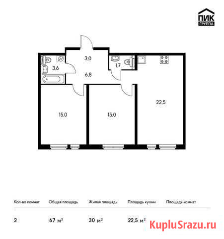 2-комнатная квартира, 67 м², 15/25 эт. на продажу в Красногорске Московской области Красногорск - изображение 2