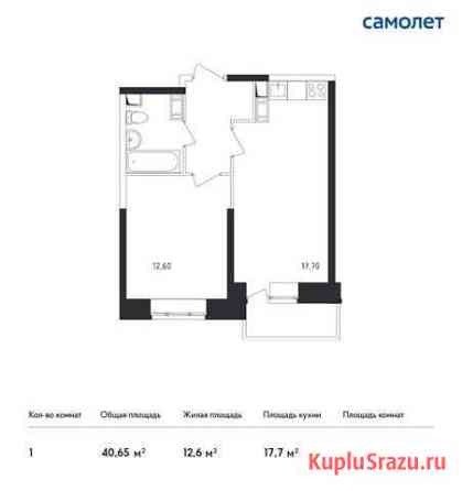 1-комнатная квартира, 40.7 м², 13/15 эт. на продажу в Люберцах Люберцы