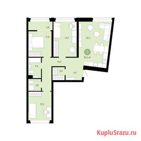 3-комнатная квартира, 93.2 м², 2/8 эт. на продажу в Тюмени Тюмень