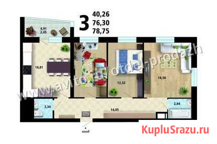 3-комнатная квартира, 78 м², 18/18 эт. на продажу в Воронеже Воронеж - изображение 1