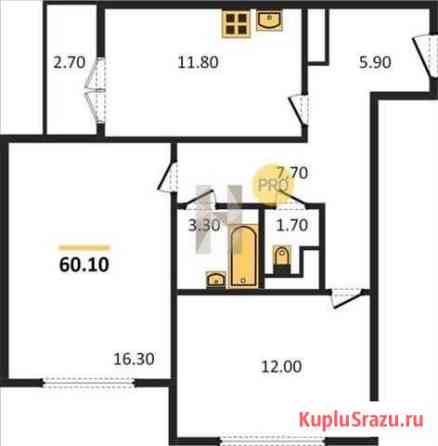 2-комнатная квартира, 60.1 м², 12/25 эт. на продажу в Воронеже Воронеж