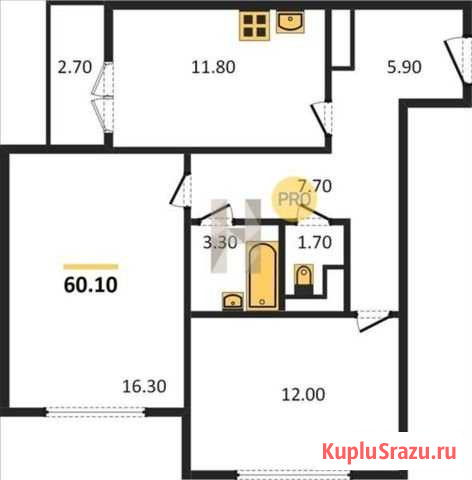 2-комнатная квартира, 60.1 м², 12/25 эт. на продажу в Воронеже Воронеж - изображение 2