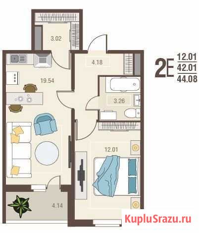 2-комнатная квартира, 44 м², 6/10 эт. на продажу в Курске Курск - изображение 3