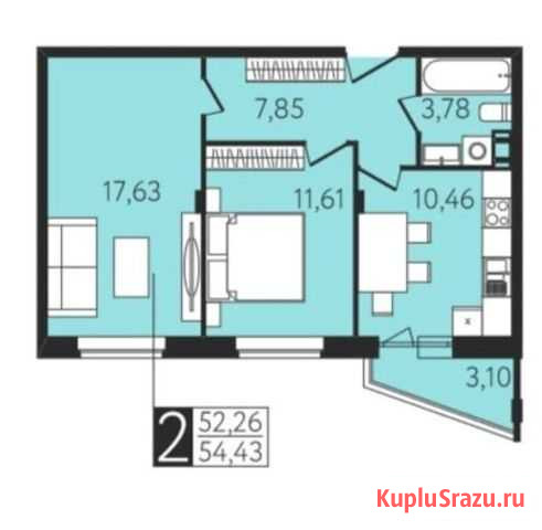 2-комнатная квартира, 54.4 м², 6/8 эт. на продажу в Туле Тула - изображение 2