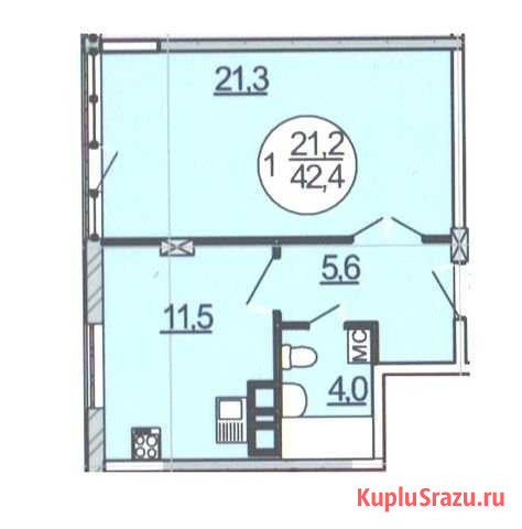 1-комнатная квартира, 42.4 м², 5/7 эт. на продажу в Кисловодске Кисловодск - изображение 3