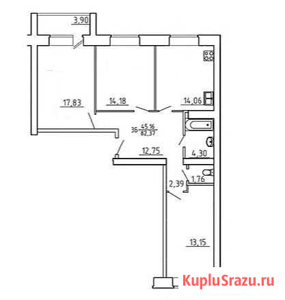 3-комнатная квартира, 84.3 м², 4/9 эт. на продажу в Бору Бор - изображение 2