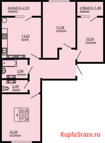 3-комнатная квартира, 77.4 м², 6/10 эт. на продажу в Севастополе Севастополь - изображение 1