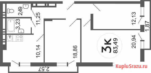 3-комнатная квартира, 83.3 м², 9/23 эт. на продажу в Ростове-на-Дону Ростов-на-Дону - изображение 1