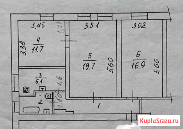 3-комнатная квартира, 65.5 м², 1/2 эт. на продажу в Вологде Вологда - изображение 3