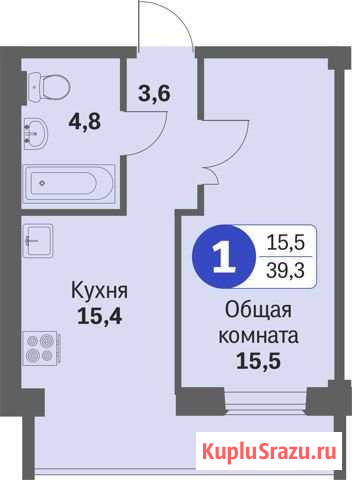 1-комнатная квартира, 39.3 м², 2/13 эт. на продажу в Липецке Липецк - изображение 2