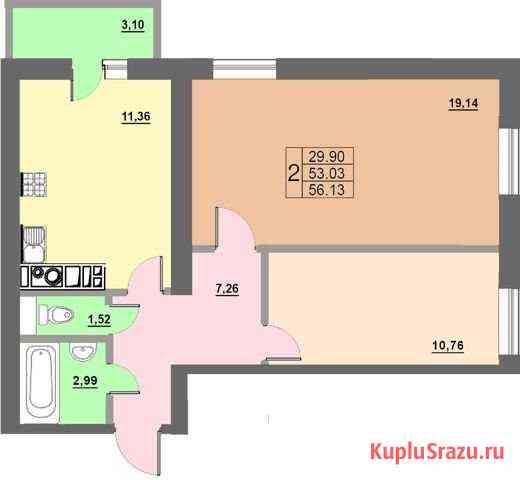 2-комнатная квартира, 56.1 м², 10/10 эт. на продажу в Смоленске Смоленск