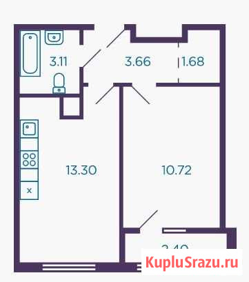 1-комнатная квартира, 33.7 м², 1/8 эт. на продажу в Видном Видное - изображение 2