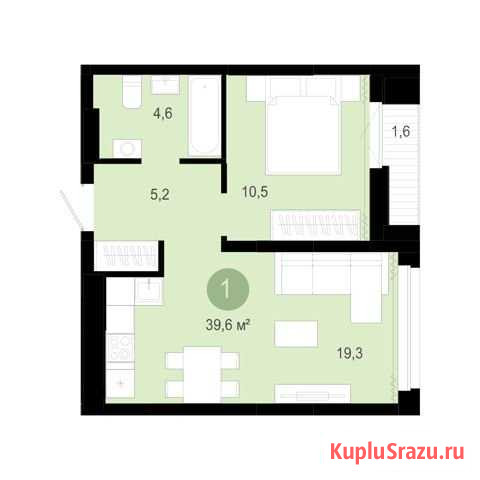 1-комнатная квартира, 41.2 м², 3/10 эт. на продажу в Тюмени Тюмень - изображение 1