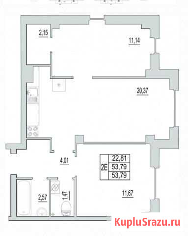 2-комнатная квартира, 53.8 м², 1/9 эт. на продажу в Пскове Псков - изображение 1