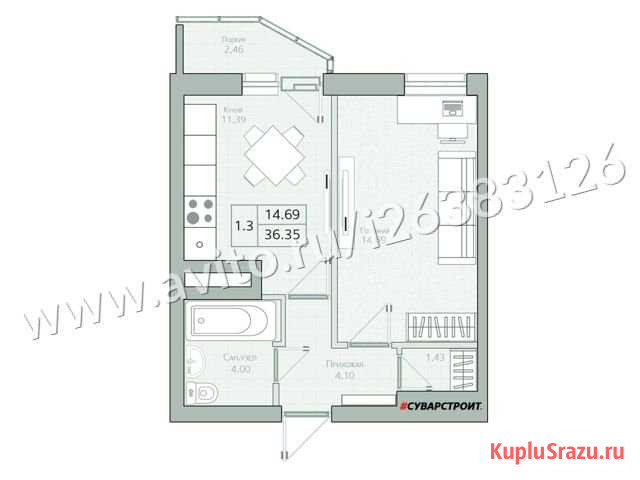 1-комнатная квартира, 38 м², 4/25 эт. на продажу в Казани Казань - изображение 1