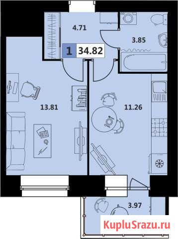 1-комнатная квартира, 35 м², 4/5 эт. на продажу в Северодвинске Северодвинск - изображение 1