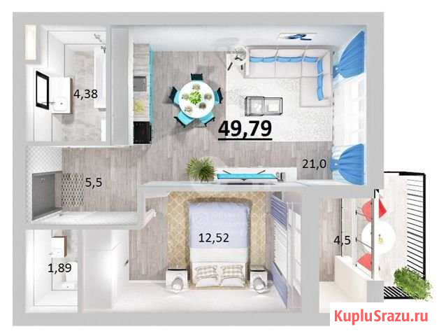 1-комнатная квартира, 49.8 м², 3/20 эт. на продажу в Казани Казань - изображение 1