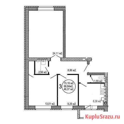 3-комнатная квартира, 70.1 м², 3/5 эт. на продажу в Волгограде Волгоград